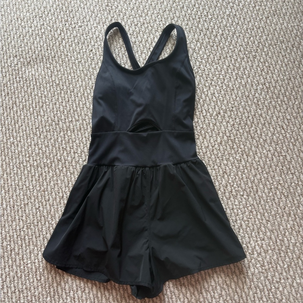 Black Cut-out Athletic Romper